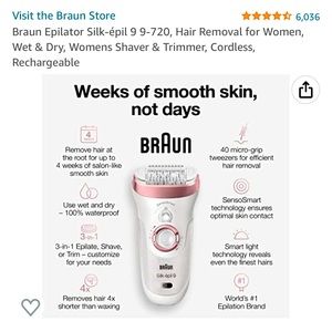Braun Epilator Silk-épil 9 9-720, Hair Removal,Wet & Dry